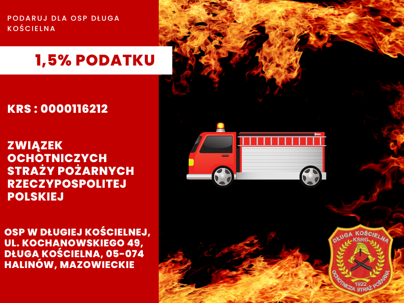 Grafika dotycząca przekazania 1.5% podatku dla OSP Długiej Kościelnej